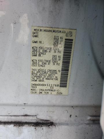 1N6BA0EK8EN511768 - 2014 NISSAN TITAN S WHITE photo 14