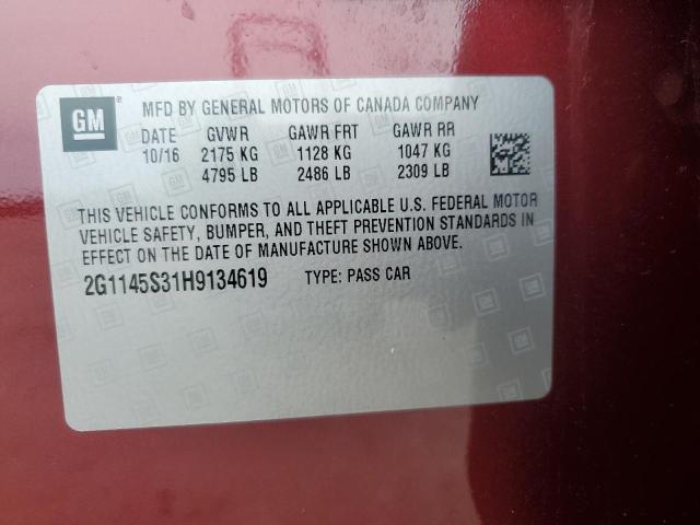 2G1145S31H9134619 - 2017 CHEVROLET IMPALA PREMIER Qırmızı foto 12