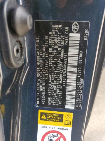 4T4BF1FK3GR562761 - 2016 TOYOTA CAMRY LE 绿色 照片 12