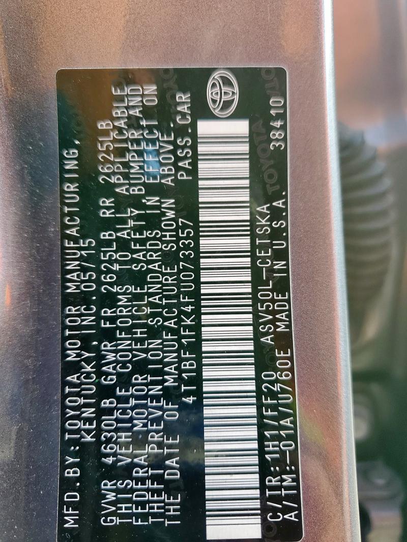 4T1BF1FK4FU073357 - 2015 TOYOTA CAMRY LE WHITE photo 14