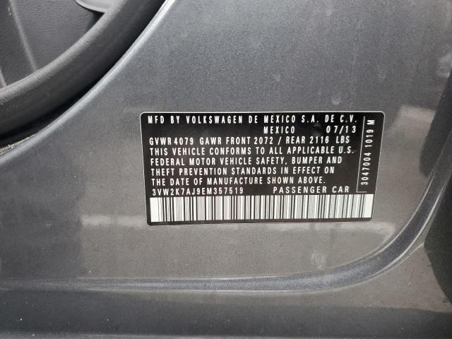 3VW2K7AJ9EM357519 - 2014 VOLKSWAGEN JETTA BASE GRAY photo 13