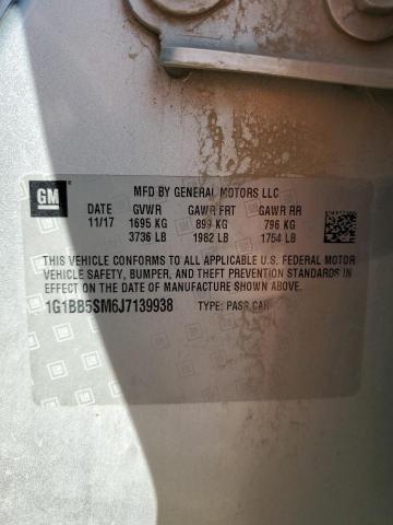 1G1BB5SM6J7139938 - 2018 CHEVROLET CRUZE LS ვერცხლისფერი ფოტო 12