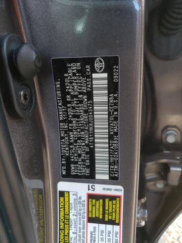 4T1B11HK8JU043475 - 2018 TOYOTA CAMRY L GRAY photo 12