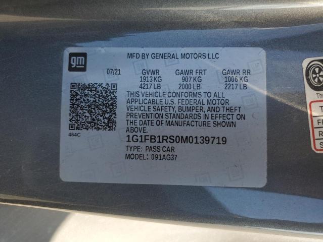 1G1FB1RS0M0139719 - 2021 CHEVROLET CAMARO LS 灰色 照片 12