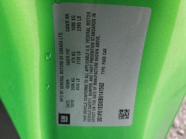 2G1FE1EDXB9141592 - 2011 CHEVROLET CAMARO LS Жасыл фото 13