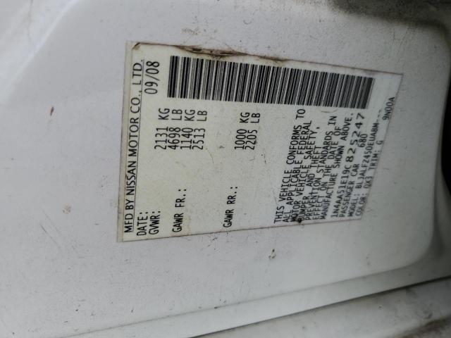 1N4AA51E19C825247 - 2009 NISSAN MAXIMA S WHITE photo 12