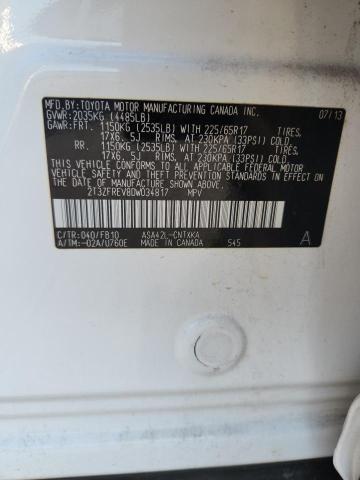 2T3ZFREV8DW034817 - 2013 TOYOTA RAV4 LE WHITE photo 13