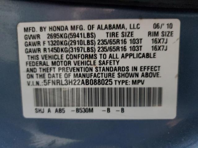 5FNRL3H22AB088025 - 2010 HONDA ODYSSEY LX BLUE photo 13