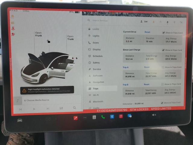 5YJ3E1EA6MF058790 - 2021 TESLA MODEL 3 WHITE photo 9