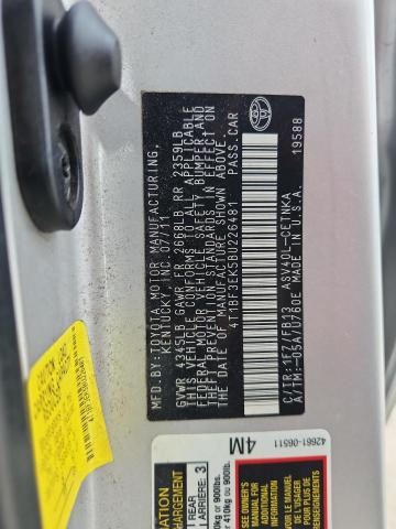 4T1BF3EK5BU226481 - 2011 TOYOTA CAMRY BASE 银色 照片 12