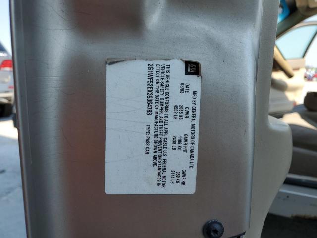 2G1WF52EX39364783 - 2003 CHEVROLET IMPALA TAN photo 12