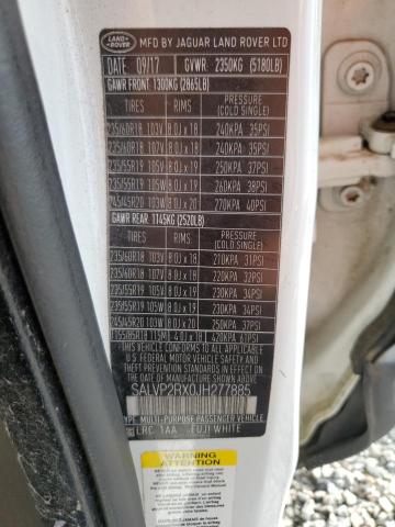 SALVP2RX0JH277885 - 2018 LAND ROVER RANGE ROVE SE WHITE photo 13