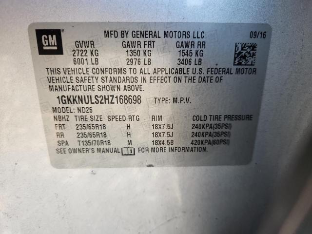 1GKKNULS2HZ168698 - 2017 GMC ACADIA SLT-1 SILVER photo 13