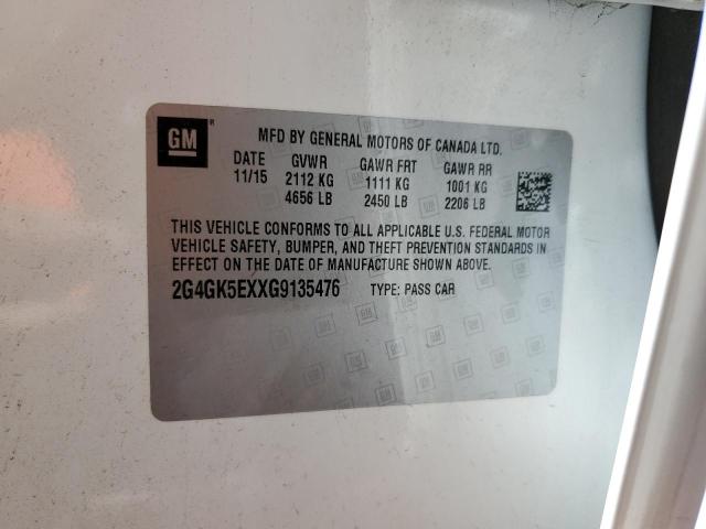 2G4GK5EXXG9135476 - 2016 BUICK REGAL WHITE photo 13