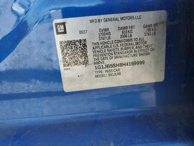 1G1JB5SH8H4169999 - 2017 CHEVROLET SONIC LS BLUE photo 13