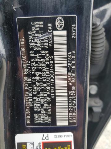 4T1BF1FK3CU145015 - 2012 TOYOTA CAMRY BASE Czarny zdjęcie 12