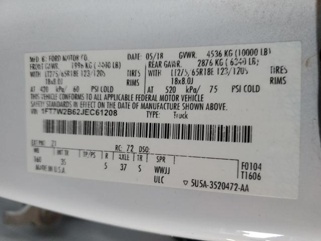 1FT7W2B62JEC61208 - 2018 FORD F250 SUPER DUTY 白色 照片 12