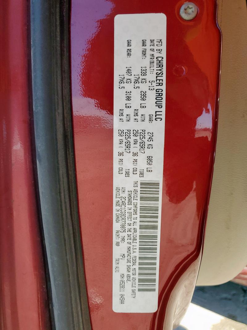 2C4RC1CG9DR770075 - 2013 CHRYSLER TOWN & COU TOURING L RED photo 13