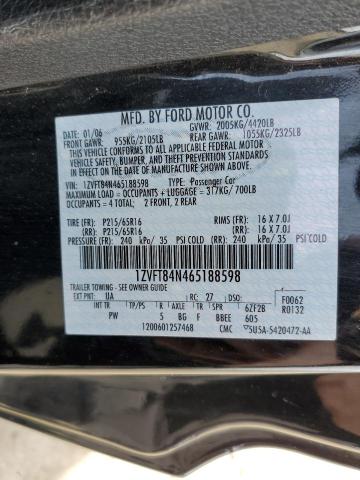 1ZVFT84N465188598 - 2006 FORD MUSTANG BLACK photo 12