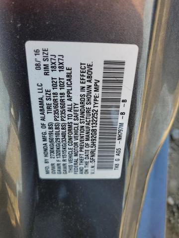 5FNRL5H92GB132252 - 2016 HONDA ODYSSEY TOURING ნაცრისფერი ფოტო 13