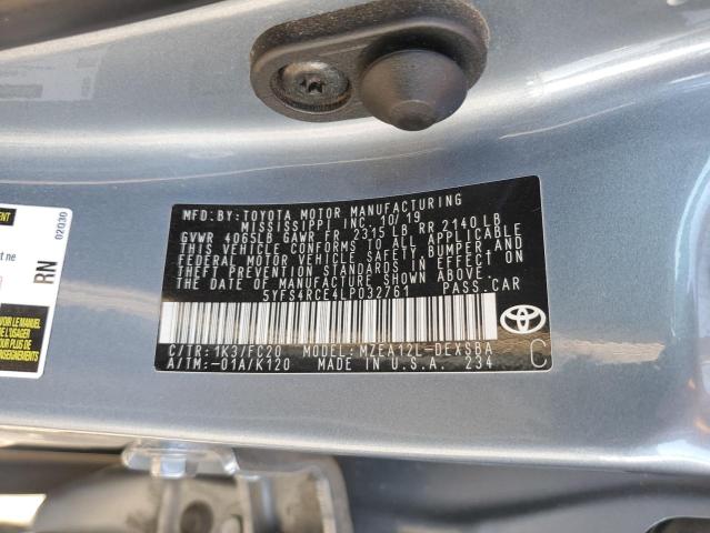 5YFS4RCE4LP032761 - 2020 TOYOTA COROLLA SE ნაცრისფერი ფოტო 12