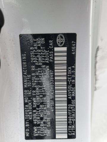 4T1BF1FK2HU338487 - 2017 TOYOTA CAMRY LE WHITE photo 12