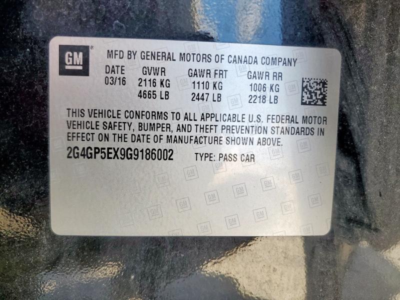 2G4GP5EX9G9186002 - 2016 BUICK REGAL PREMIUM Schwarz Foto 12