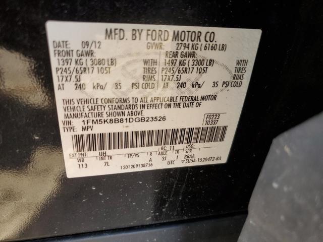 1FM5K8B81DGB23526 - 2013 FORD EXPLORER BLACK photo 13