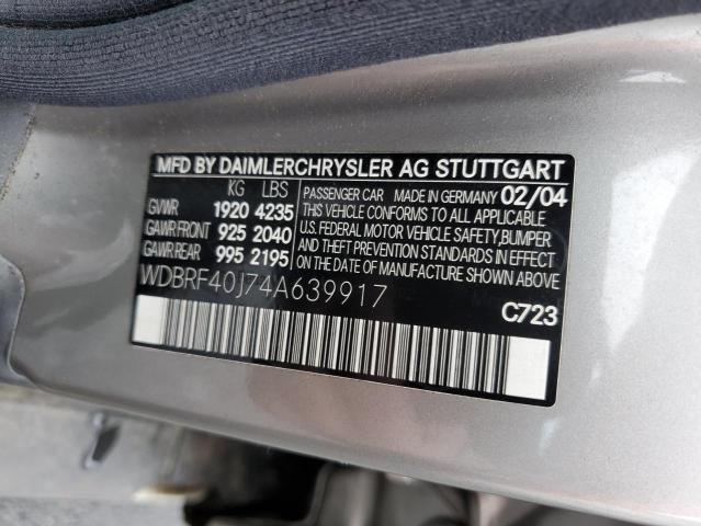 WDBRF40J74A639917 - 2004 MERCEDES-BENZ C 230K SPORT SEDAN SILVER photo 13