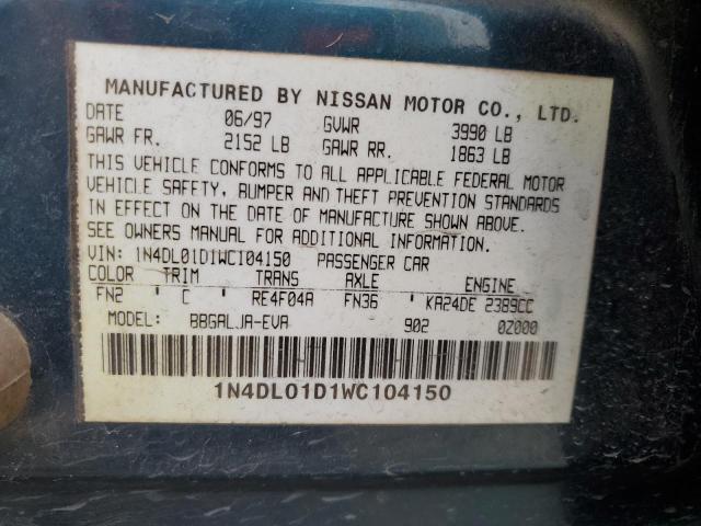 1N4DL01D1WC104150 - 1998 NISSAN ALTIMA XE GREEN photo 12