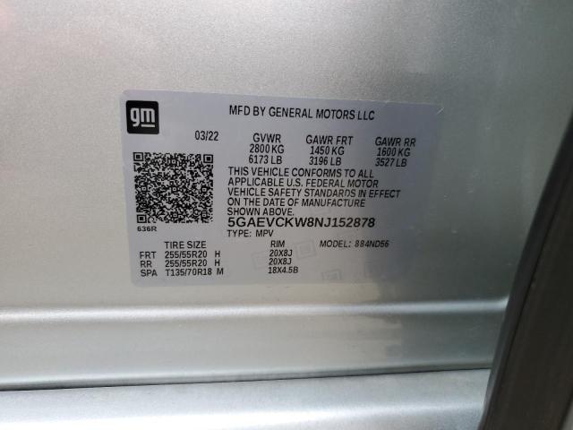 5GAEVCKW8NJ152878 - 2022 BUICK ENCLAVE AVENIR SILVER photo 13