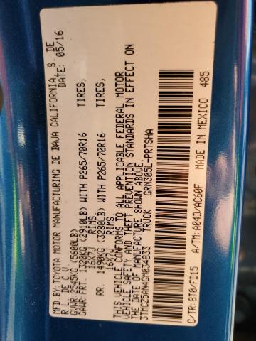 3TMCZ5AN4GM034833 - 2016 TOYOTA TACOMA DOUBLE CAB BLUE photo 13