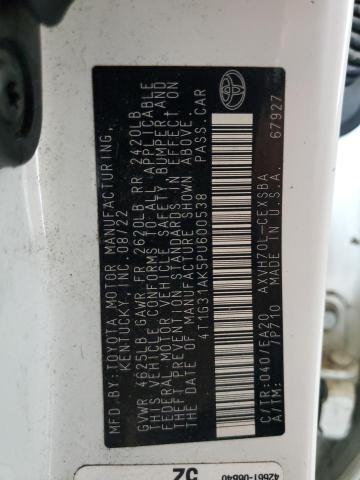 4T1G31AK5PU600538 - 2023 TOYOTA CAMRY SE NIGHT SHADE WHITE photo 12