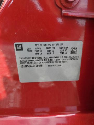 1G11E5SA5DF200781 - 2013 CHEVROLET MALIBU 2LT წითელი ფოტო 12