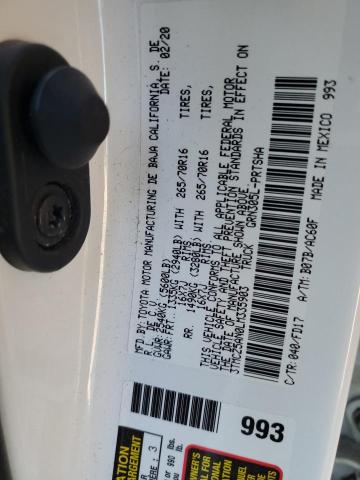 3TMCZ5AN0LM335903 - 2020 TOYOTA TACOMA DOUBLE CAB თეთრი ფოტო 12