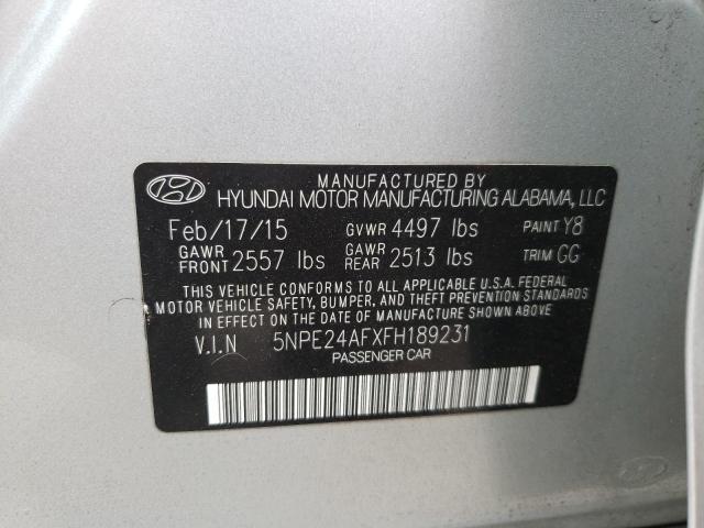 5NPE24AFXFH189231 - 2015 HYUNDAI SONATA SE SILVER photo 12