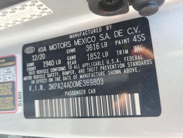 3KPA24AD0ME369803 - 2021 KIA RIO LX SILVER photo 12