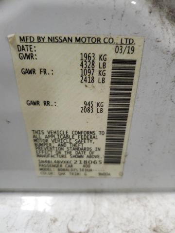 1N4BL4BVXKC218065 - 2019 NISSAN ALTIMA S WHITE photo 12