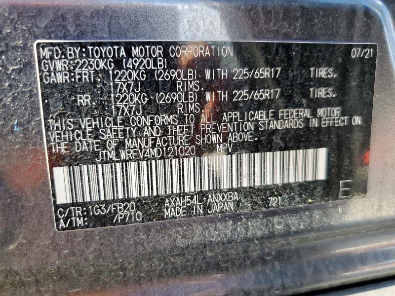 JTMLWRFV4MD121020 - 2021 TOYOTA RAV4 LE Graphite photo 13