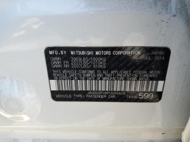 JA32U2FUXFU000428 - 2015 MITSUBISHI LANCER ES თეთრი ფოტო 13