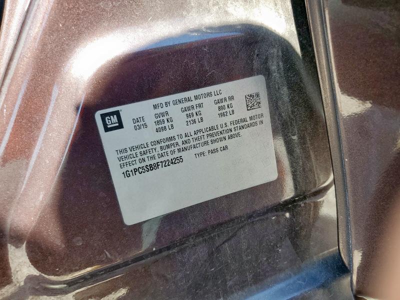 1G1PC5SB8F7224255 - 2015 CHEVROLET CRUZE LT BURGUNDY photo 12