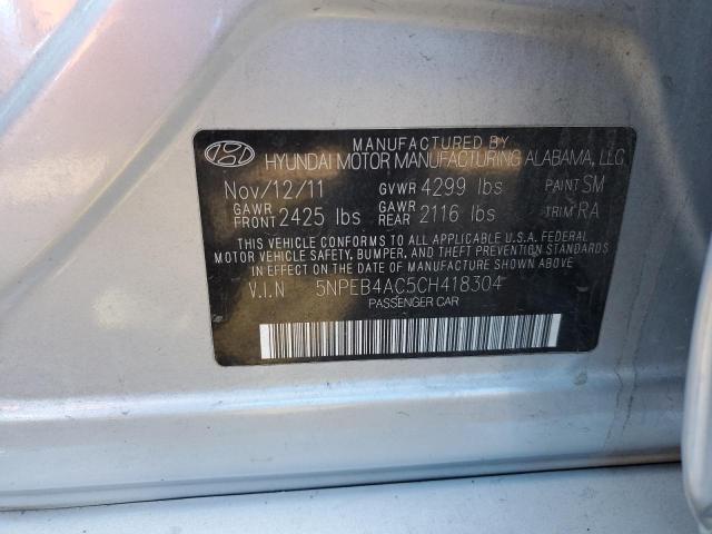 5NPEB4AC5CH418304 - 2012 HYUNDAI SONATA GLS BLUE photo 12