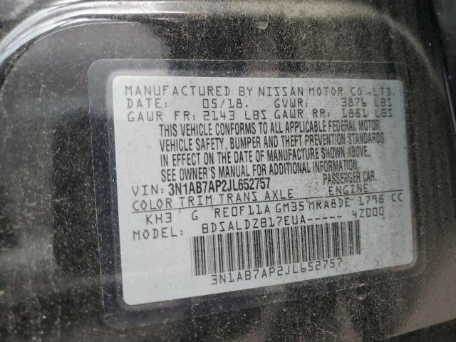 3N1AB7AP2JL652757 - 2018 NISSAN SENTRA S Negro foto 13