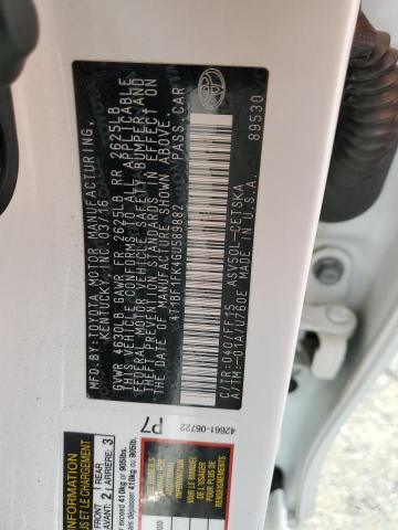 4T1BF1FK4GU589882 - 2016 TOYOTA CAMRY LE 白色 照片 12