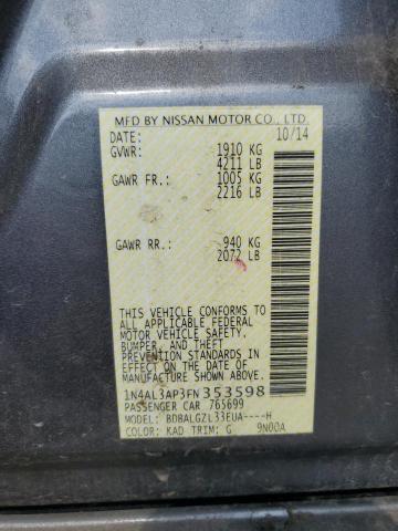 1N4AL3AP3FN353598 - 2015 NISSAN ALTIMA 2.5 ნაცრისფერი ფოტო 12