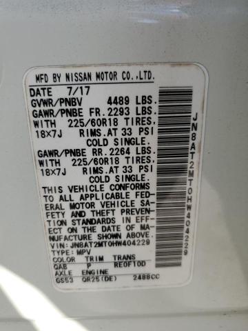 JN8AT2MT0HW404229 - 2017 NISSAN ROGUE S 白色 照片 13