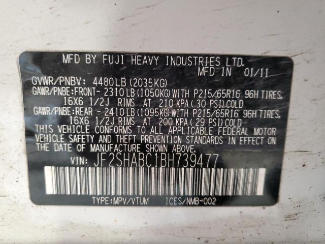 JF2SHABC1BH739477 - 2011 SUBARU FORESTER 2.5X 白色 照片 13