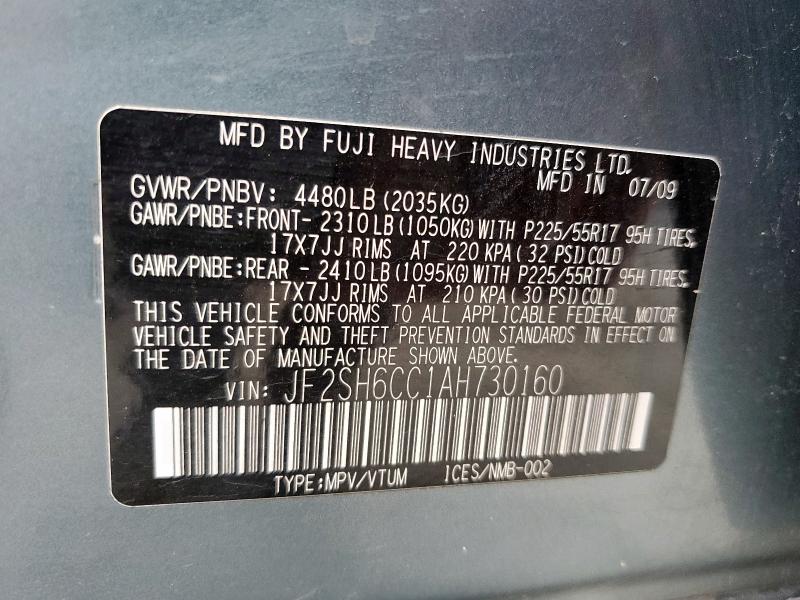 JF2SH6CC1AH730160 - 2010 SUBARU FORESTER 2.5X PREMIUM მწვანე ფოტო 14