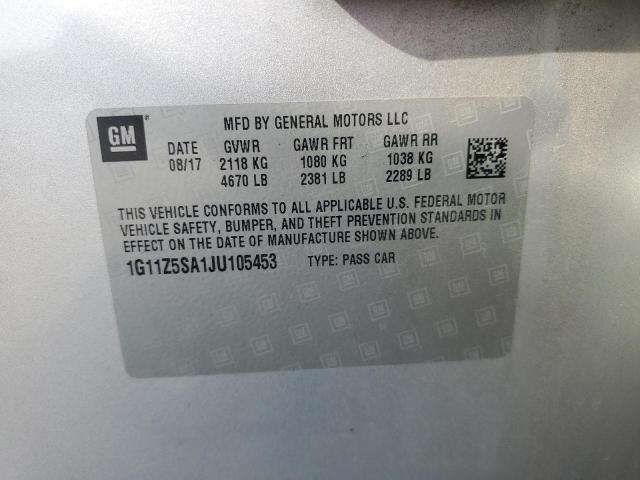 1G11Z5SA1JU105453 - 2018 CHEVROLET IMPALA LS 银色 照片 12