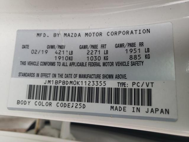 JM1BPBDM0K1123355 - 2019 MAZDA 3 PREFERRED WHITE photo 13